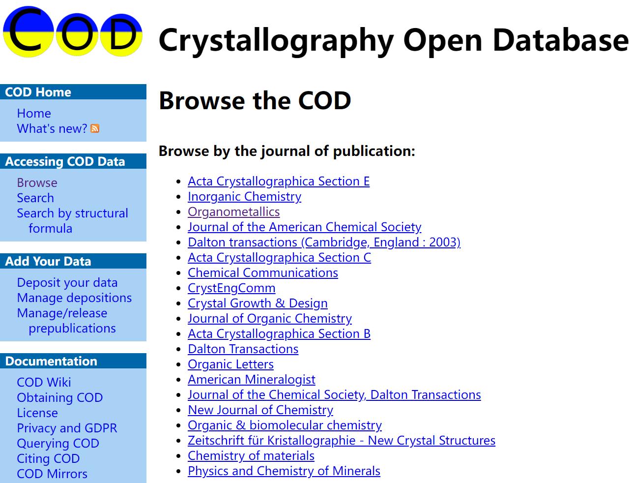 有机/无机物/金属的晶体结构数据