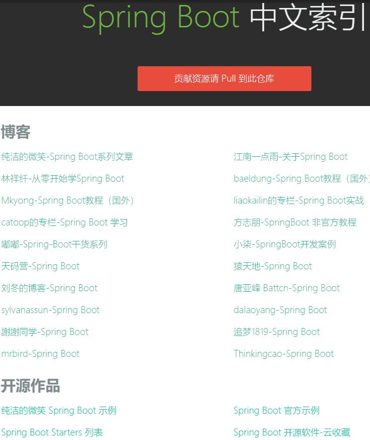 Spring Boot 中文索引