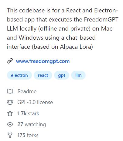 FreedomGPT 本地离线的GPT