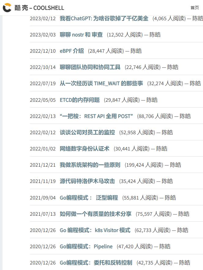 陈皓  技术博客