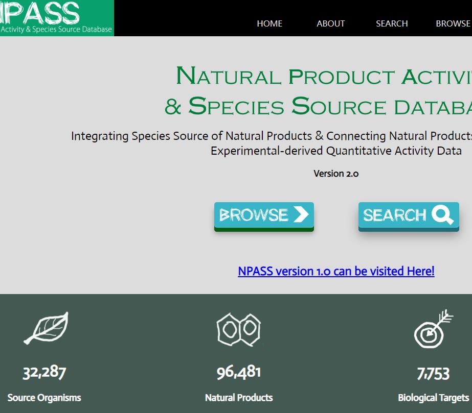 NPASS 化合物物种来源和生物活性