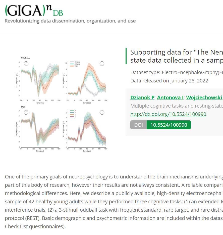 GigaDB 高密度脑电图 数据集