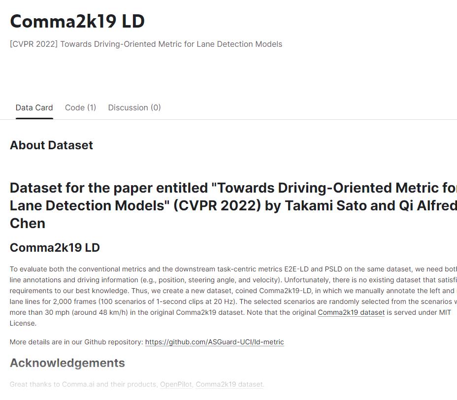 Comma2k19 LD  kaggle