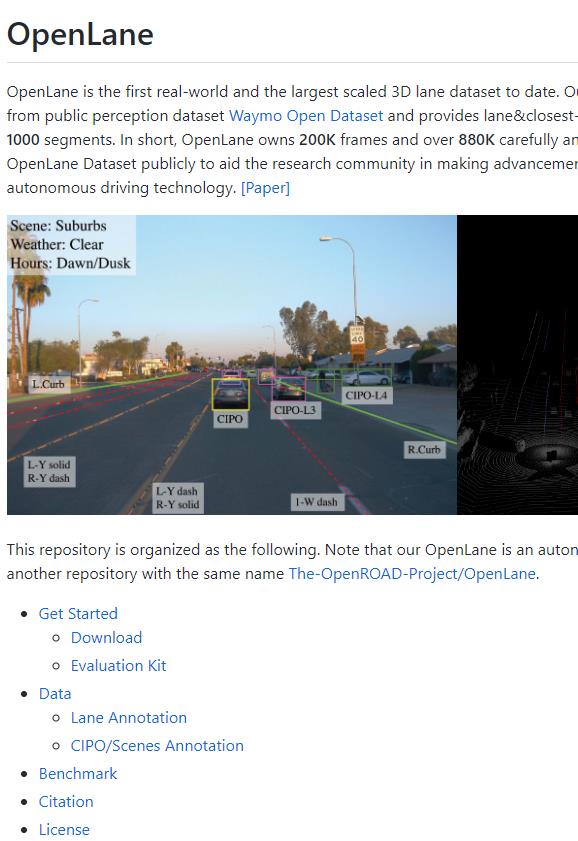 OpenLane 数据集 Github