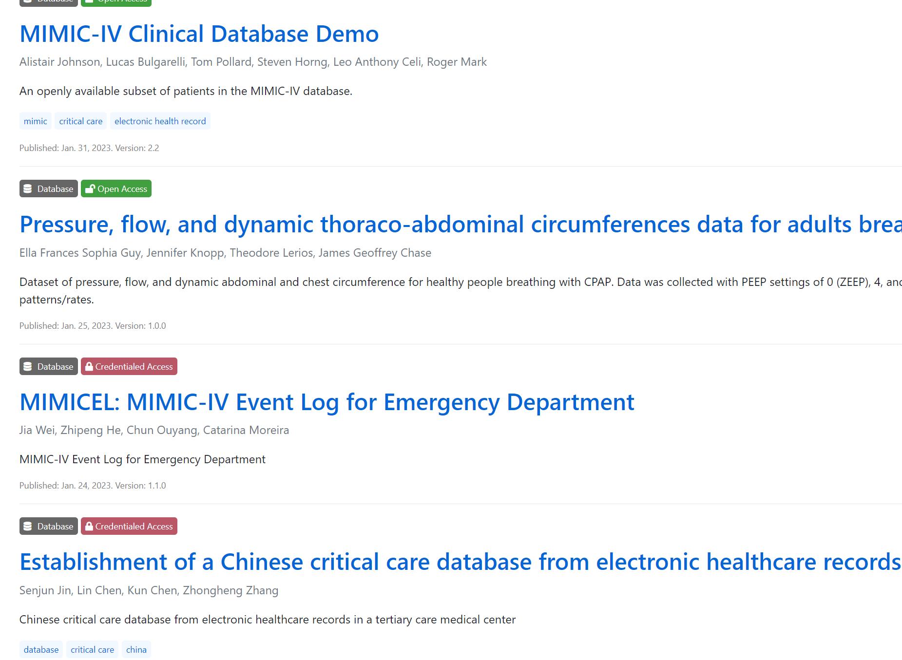 physionet 生理信号研究