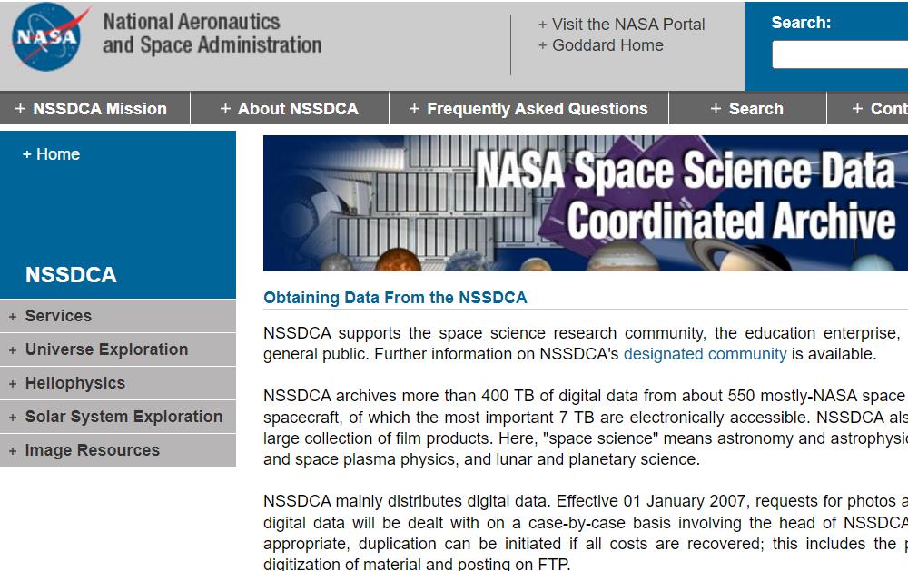NASA 550个航天器400TB数据