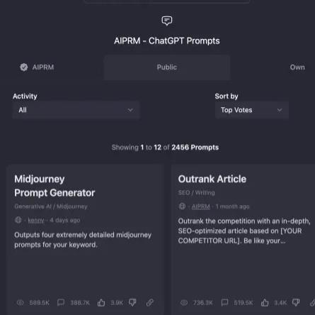 AIPRM ChatGPT 指令模板